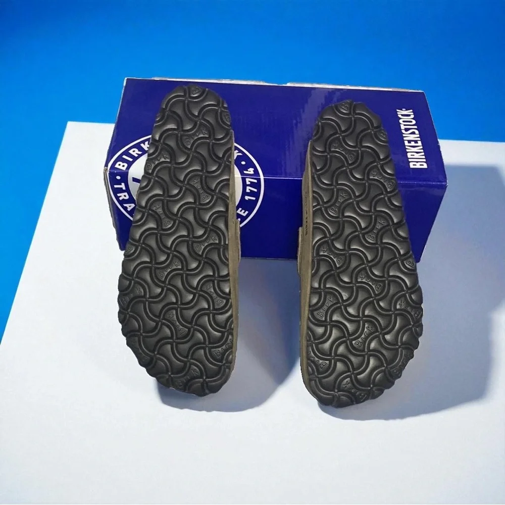 Birkenstock Arizona Suede Double Buckle Sandals taupe comfort sole - Picture 8 of 8